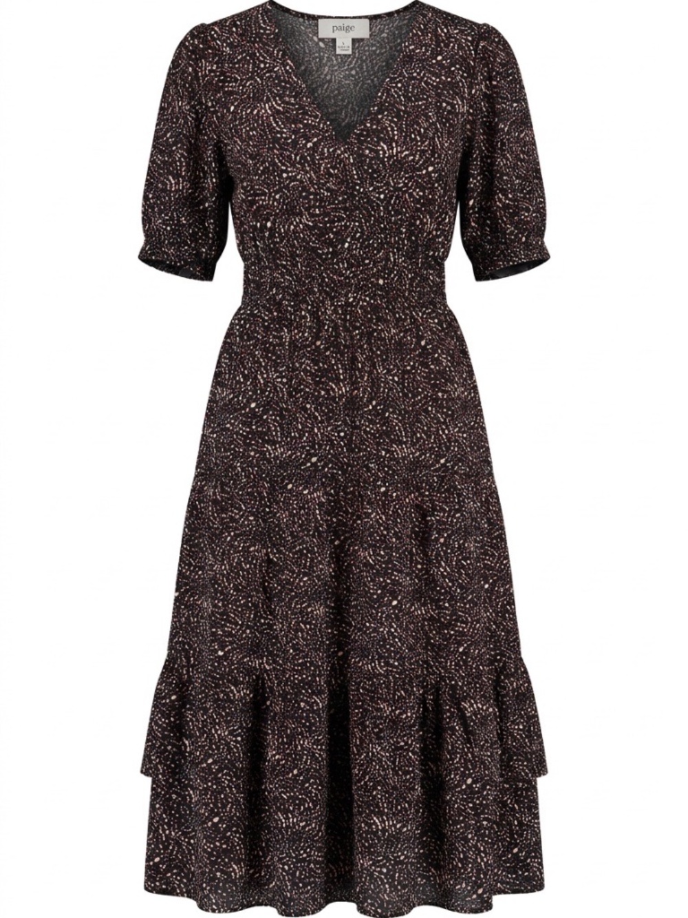Ba&sh Black/White Patterned Short Sleeve Midi Dress - size XS